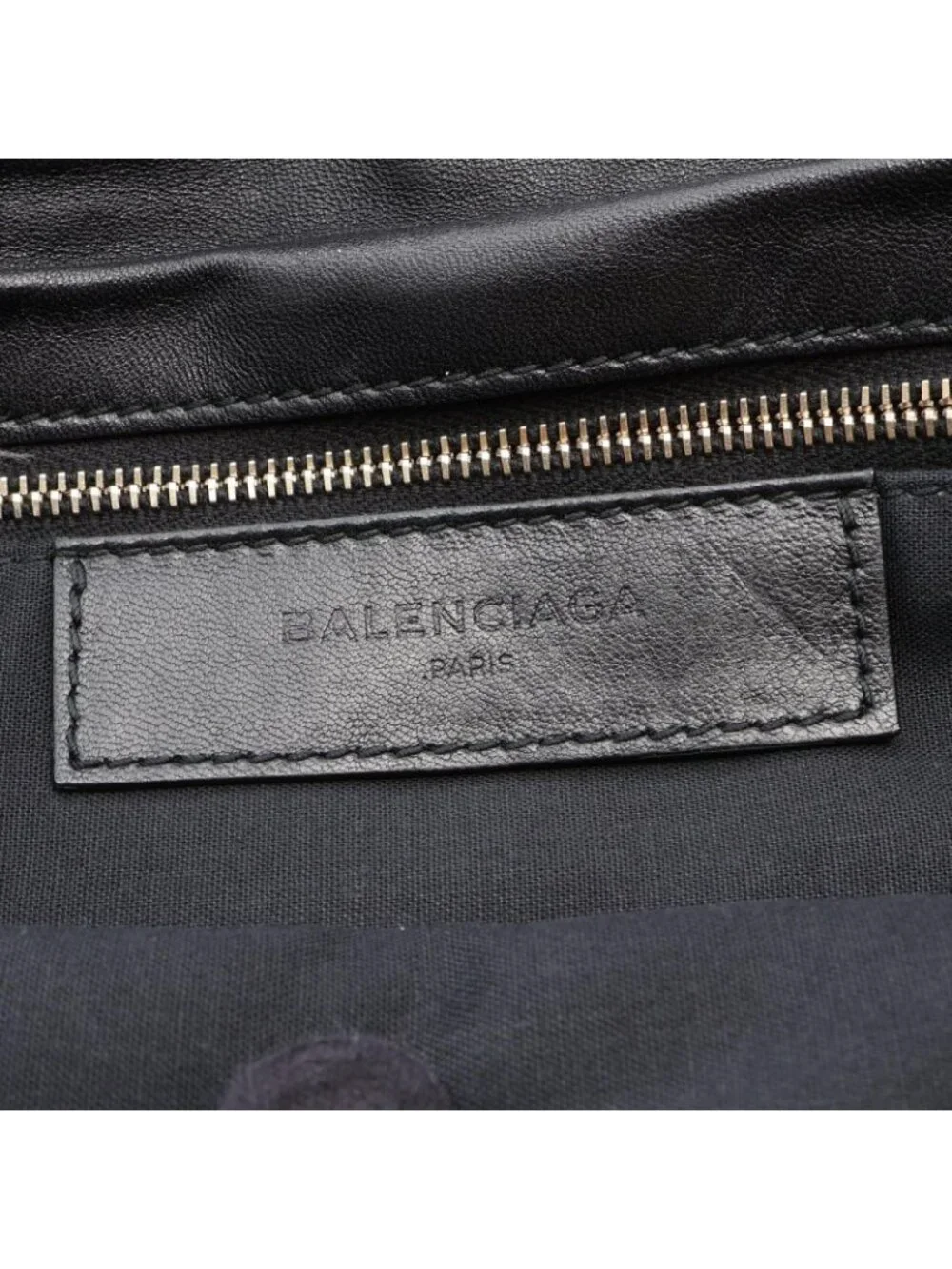 Balenciaga Clutch Classic Envelope Black Leather Metallic Edge